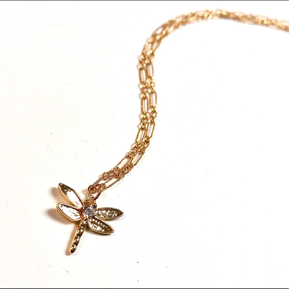 Dragonfly Necklace, Butterfly, Minimalist, Garden - Picture 2 of 10